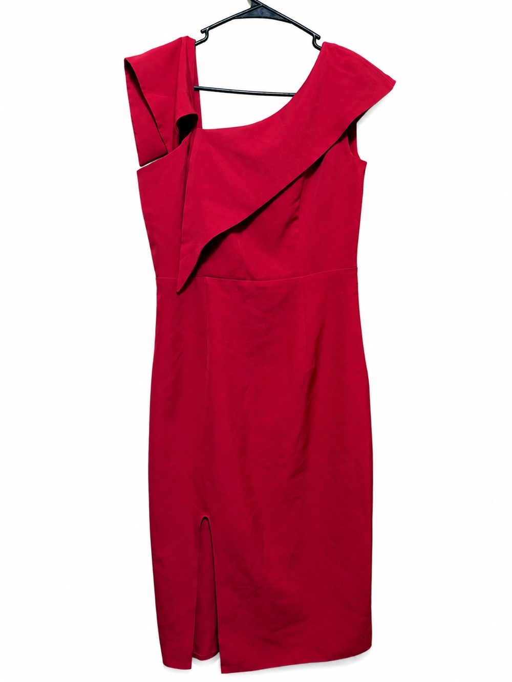 METISU Red Asymmetrical Neckline Midi Dress NWT | Size S